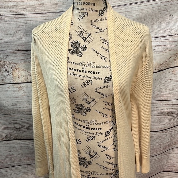 Alice + Olivia Long Cardigan Sweater Duster Wool & Cashmere Open Cream Medium - Picture 1 of 11